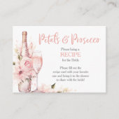 赤面ピンクウォーター色ブライダルシャワーレシピ要求 エンクロージャーカード (正面)