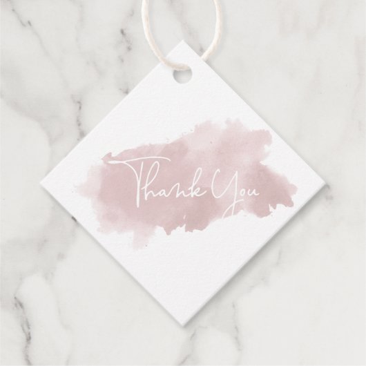 赤面ピンクウォーター色ベビーシャワーありがとう フェイバータグ (正面)