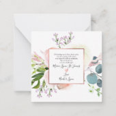 赤面ピンクウォーター色牡丹ベビーありがとう ノートカード (裏面)