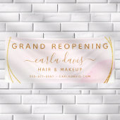 赤面ピンクウォーター色金ゴールド円サロン再開き 横断幕