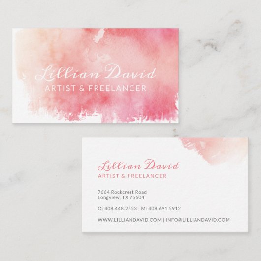 赤面ピンクウォーター芸術的洗浄 名刺 (正面/裏面)