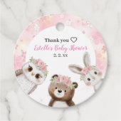 赤面ピンクウッドランド動物フローラベビーシャワー フェイバータグ (正面)