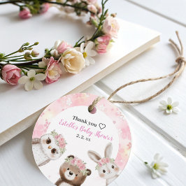 赤面ピンクウッドランド動物フローラベビーシャワー フェイバータグ