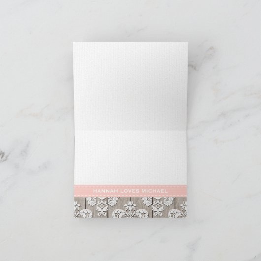 赤面ピンクウッドレ素朴ースサンキュー サンキューカード (内部)