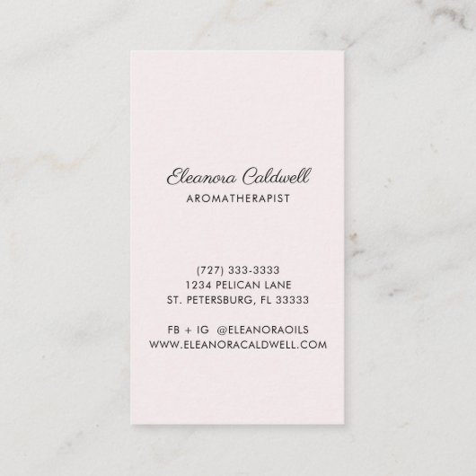 赤面ピンクエッセンシャル油アロマセラピー 名刺 (裏面)