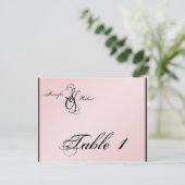 赤面ピンクエレガンス結婚のテーブル番号 ポストカード (スタンド正面)