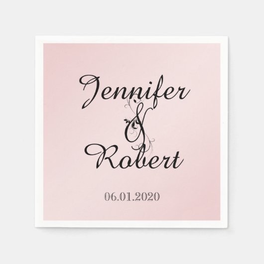 赤面ピンクエレガンス結婚ナプキン スタンダードカクテルナプキン (正面)