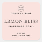 赤面ピンクエレガントの正方形の製品ラベル スクエアシール (正面)