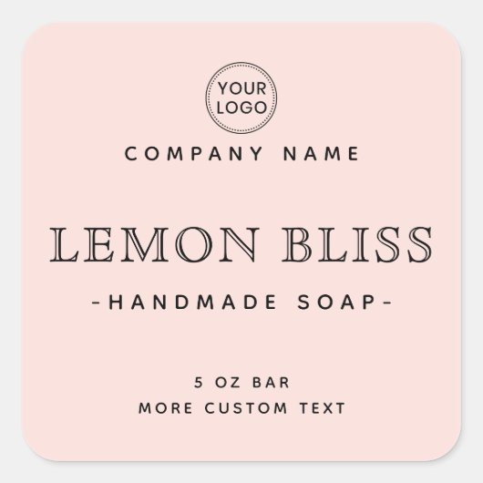 赤面ピンクエレガントの正方形の製品ラベル スクエアシール (正面)