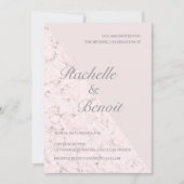 赤面ピンクエレガントグモダン結婚大理石 招待状 (正面)