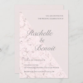 赤面ピンクエレガントグモダン結婚大理石 招待状