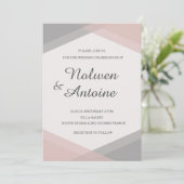 赤面ピンクエレガントグモダン結婚幾何 招待状 (スタンド正面)