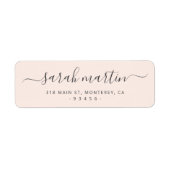 赤面ピンクエレガントスクリプト差出人住所 ラベル (正面)