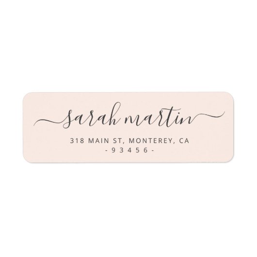 赤面ピンクエレガントスクリプト差出人住所 ラベル (正面)