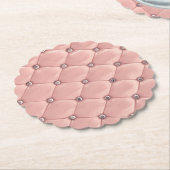 赤面ピンクエレガントタフテッドメタリックレザー ペーパーコースター (アングル)