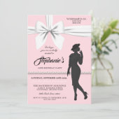 赤面ピンクエレガントティファニー誕生日招待状 招待状 (スタンド正面)