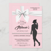 赤面ピンクエレガントティファニー誕生日招待状 招待状 (正面/裏面)