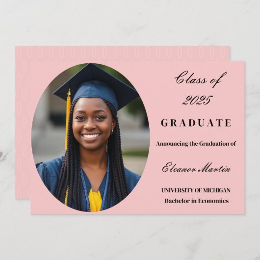 赤面ピンクエレガントフォト招待状 招待状 (正面/裏面)