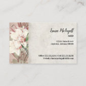 赤面ピンクエレガントフローラオーキッドリーフグリーンリー 名刺 (裏面)