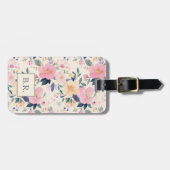 赤面ピンクエレガントフローラロマンチック美学 ラゲッジタグ (正面横)