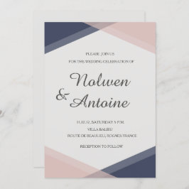 赤面ピンクエレガントブモダン結婚の幾何学的 招待状