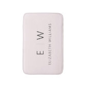 赤面ピンクエレガントミモダンミナリストモノグラム名 バスマット (正面縦)