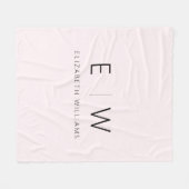 赤面ピンクエレガントミモダンミナリストモノグラム名 フリースブランケット (正面(横))