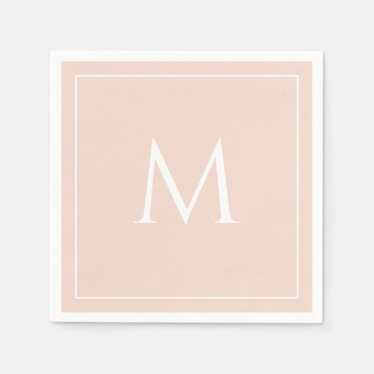赤面ピンクエレガントモノグラムイニシャルナプキン スタンダードカクテルナプキン (正面)