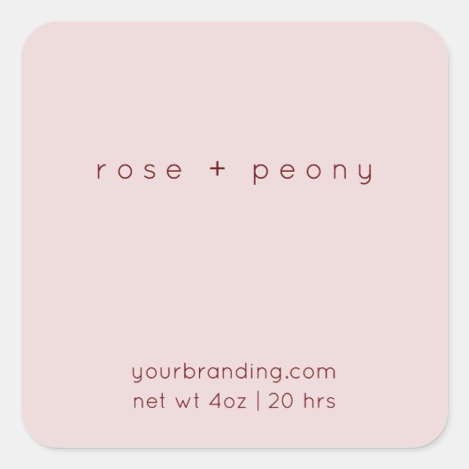 赤面ピンクエレガントロウソク化粧品シール スクエアシール (正面)
