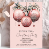赤面ピンクエレガントヴィンテージグラムクリスマスパーティー 招待状