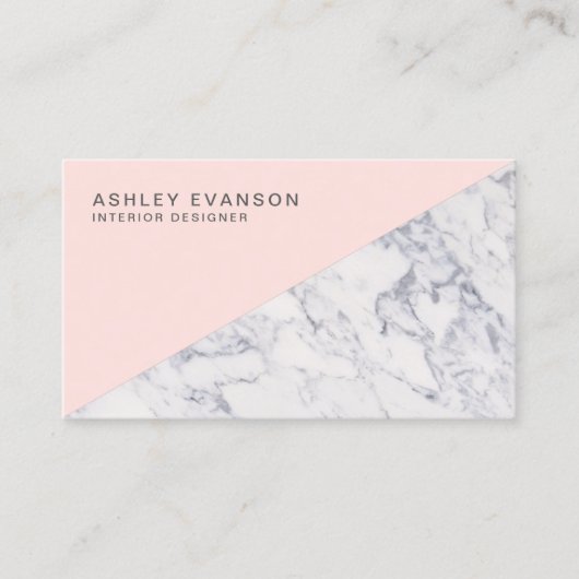 赤面ピンクエレガント大理石プロフェッショナルパターン 名刺 (正面)