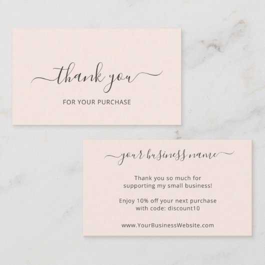 赤面ピンクエレガント注文ありがとうございます挿入 名刺 (正面/裏面)