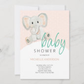 赤面ピンクエレファントガールウォーターイラストレーション 招待状 (正面)