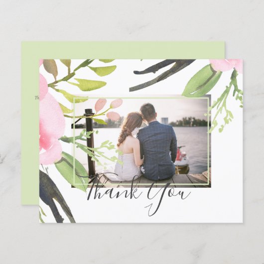 赤面ピンクオリーブ写真ありがとう結婚ご予算 (正面/裏面)