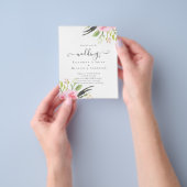 赤面ピンクオリーブ最低予算結婚式招待状 チラシ (手)