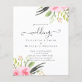 赤面ピンクオリーブ最低予算結婚式招待状 チラシ (正面)