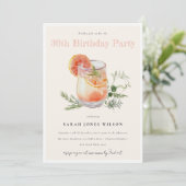 赤面ピンクオレンジカクテルエイジ誕生日パーティー 招待状 (スタンド正面)