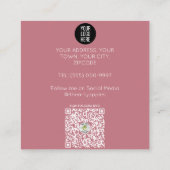 赤面ピンクオレンジSCANDIハートレインボーベビーシッター スクエア名刺 (裏面)