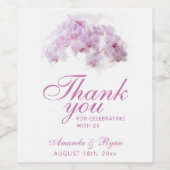 赤面ピンクオーキッドウォーターカラーフラワーフローラ結婚ズ ワインラベル (シングルラベル)