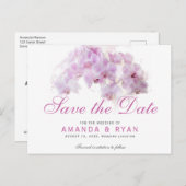 赤面ピンクオーキッドウォーターカラーフラワーフローラ結婚ズ 案内ポストカード (正面/裏面)