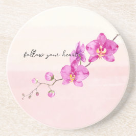 赤面ピンクオーキッドフラワーズ コースター