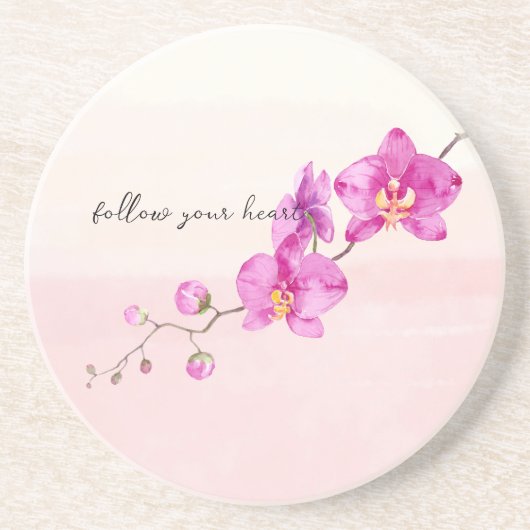 赤面ピンクオーキッドフラワーズ コースター (正面)