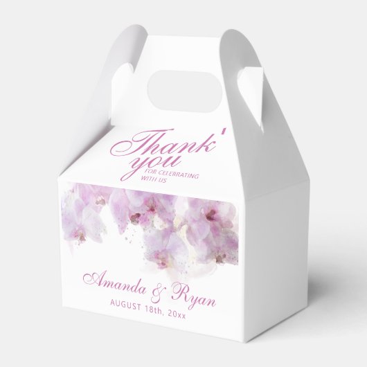 赤面ピンクオーキッド水結婚色の花感謝してい フェイバーボックス (正面サイド)