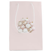 赤面ピンクオーナメントクリスマス ミディアムペーパーバッグ (正面)