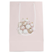 赤面ピンクオーナメントクリスマス ミディアムペーパーバッグ (裏面)