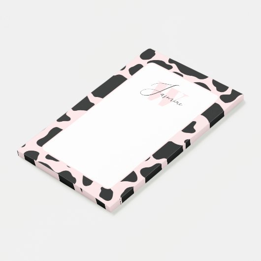 赤面ピンクカウウプリントガーリーキュイフェミニンートモノグラム ポストイット (アングル)