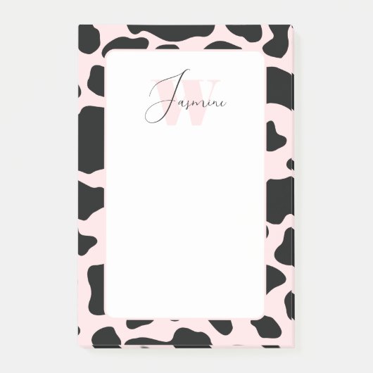 赤面ピンクカウウプリントガーリーキュイフェミニンートモノグラム ポストイット (正面)