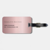 赤面ピンクカスタムのモノグラム名スクリプト ラゲッジタグ (裏面横)