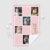 赤面ピンクカスタムテンプレートファミリーの写真 ゴルフタオル (インサイチュ)