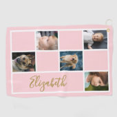 赤面ピンクカスタムテンプレートファミリーの写真 ゴルフタオル (横)